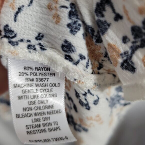 Liz Claiborne Size XXL Plus Women's Blouse Button Front Floral short slv gauzy - Picture 10 of 11